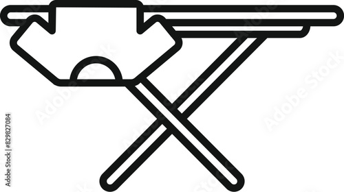 Simplified black and white vector illustration of an ironing board for icons and graphic design