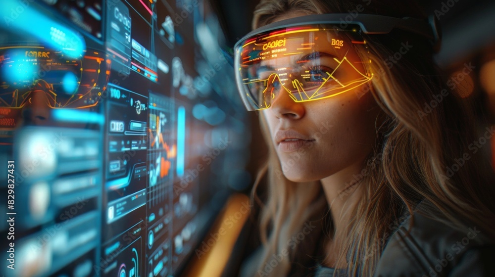 An unrecognizable person engages with futuristic digital screens and interfaces with touch gestures An unrecognizable person engages with futuristic digital screens and interfaces with touch gestures