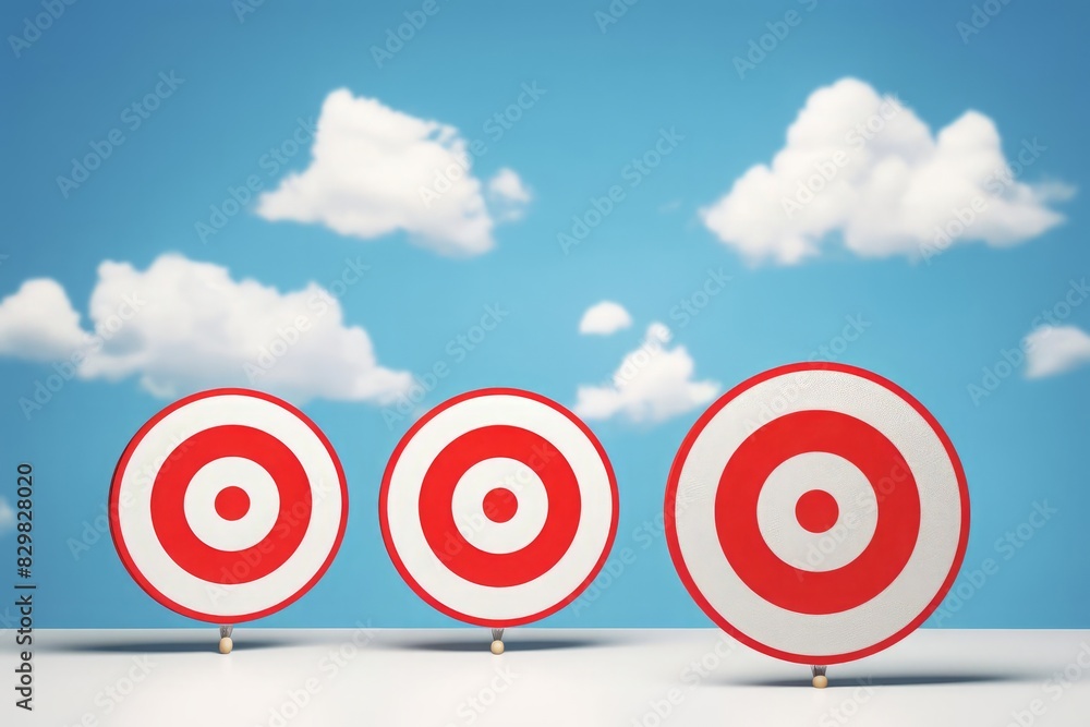 a bullseye target with an arrow hitting the center, colored in red and white, on a light blue sky background Include a secondary element of a growth chart The image should convey goal setting and succ a bullseye target with an arrow hitting the center, colored in red and white, on a light blue sky background Include a secondary element of a growth chart The image should convey goal setting and succ