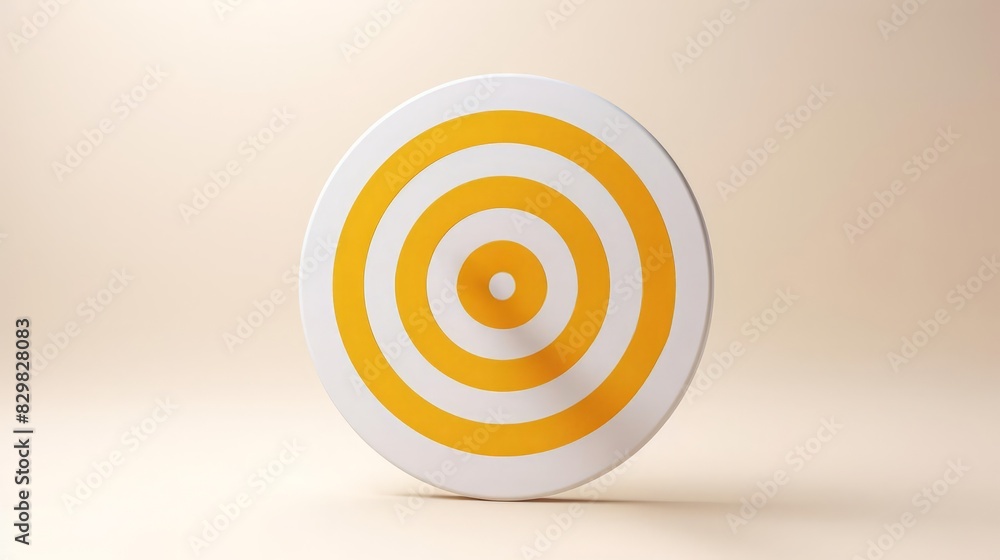 a target with an arrow in the bullseye, colored in gold and white, on a light gray background Include a secondary element of a checkmark The image should convey success and achievement, with space lef