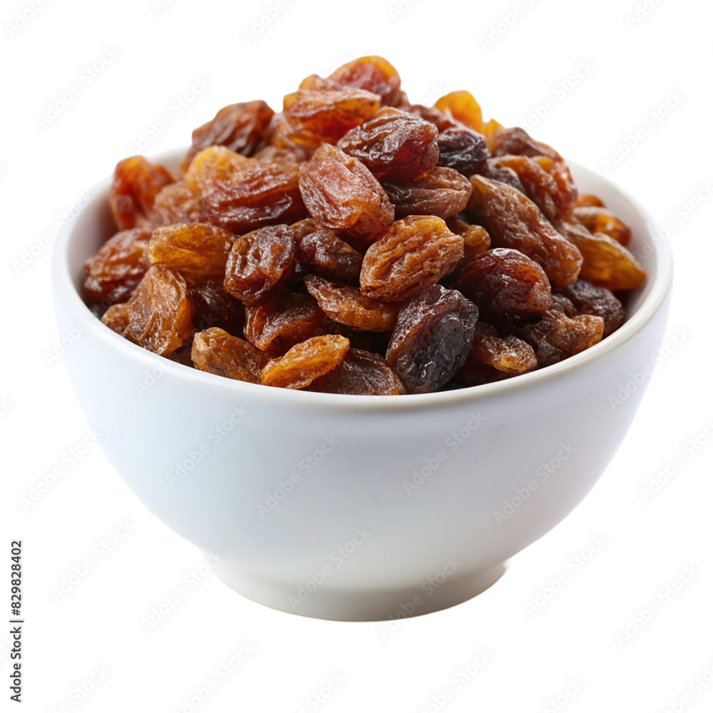 A bowl of raisins on transparent background A bowl of raisins on transparent background