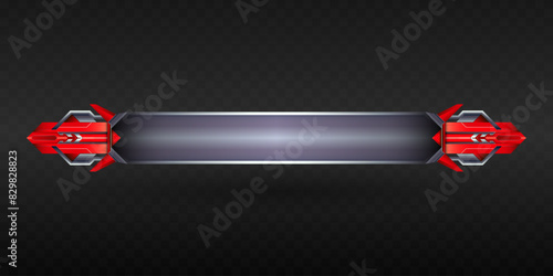Futuristic Red and Metallic Silver Colored Game GUI Lower Third Title Banner