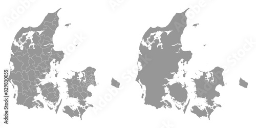 Denmark map with administrative divisions. Vector illustration.