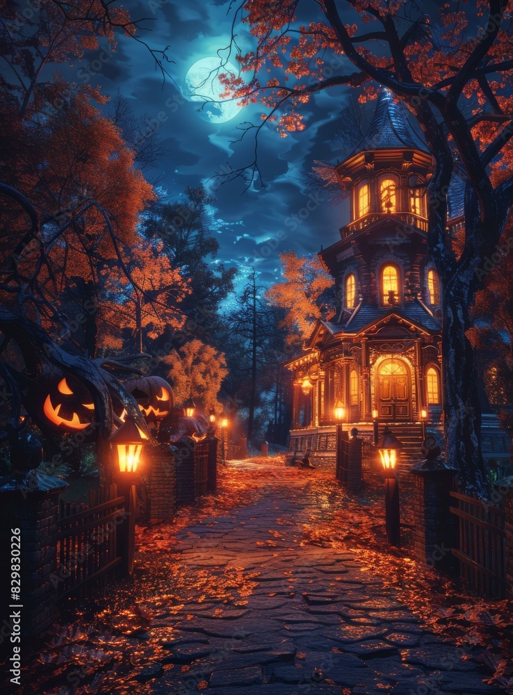 Forest Halloween Pumpkin House