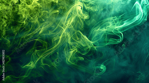 Emerald smoke spirals energetically  perfect for lively backgrounds.