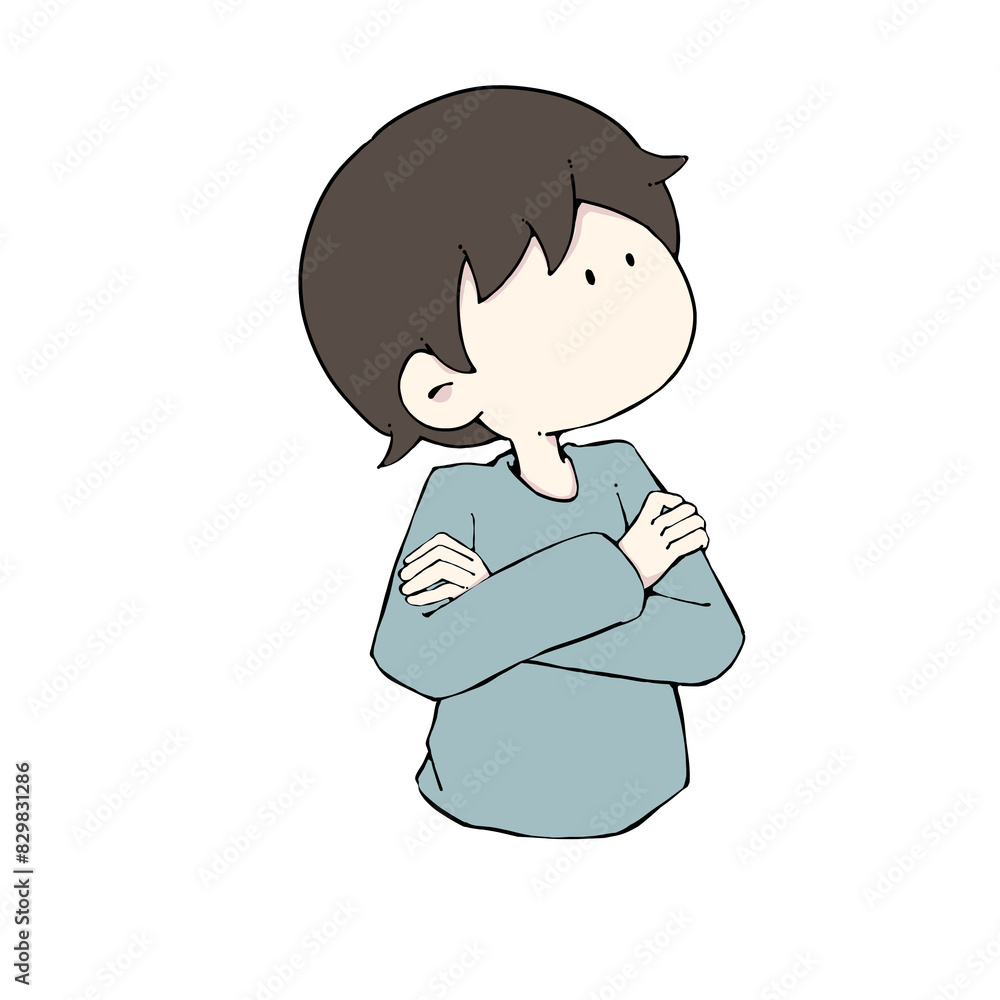 腕組みをして考えている男性 腕組みをして考えている男性