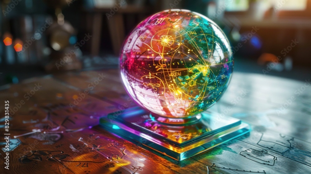 Fortune Teller's Stone, Ancient mystical sphere, rainbow color, with