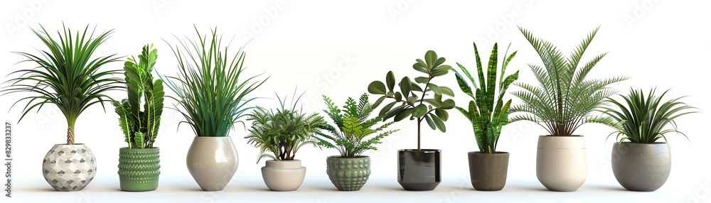 A variety of indoor plants in pots