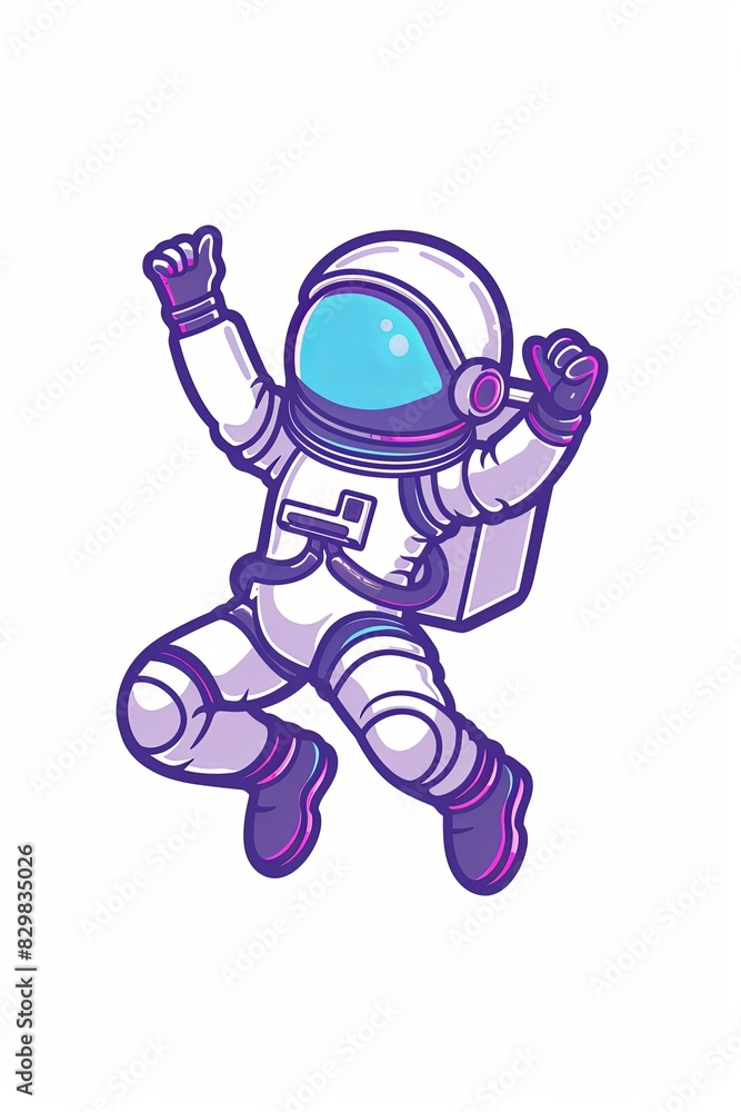 A cartoon astronaut is jumping in the air with his arms raised A cartoon astronaut is jumping in the air with his arms raised