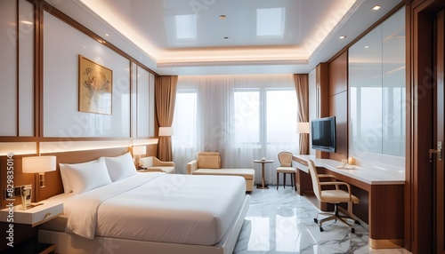 modern hotel bedroom design in glossy style