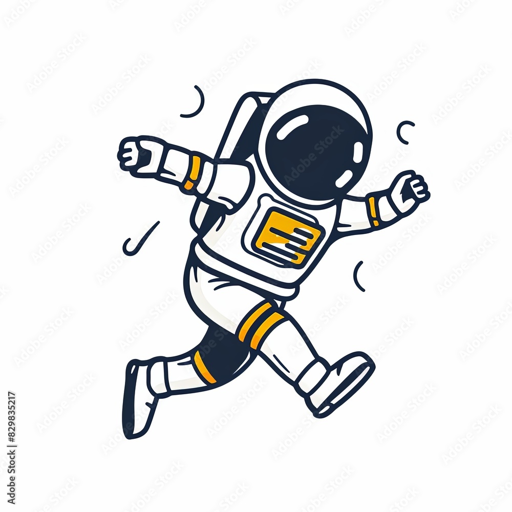 A cartoon astronaut is running in space A cartoon astronaut is running in space