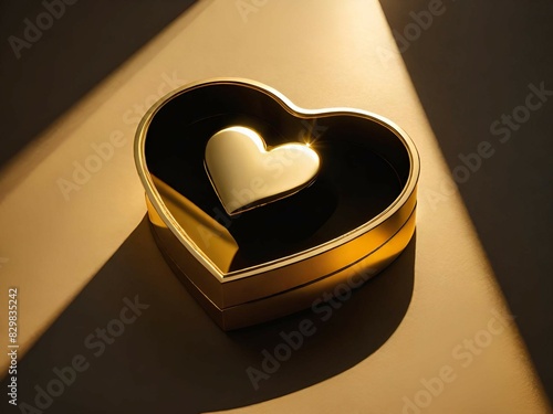 heart shape box with golden heart inside