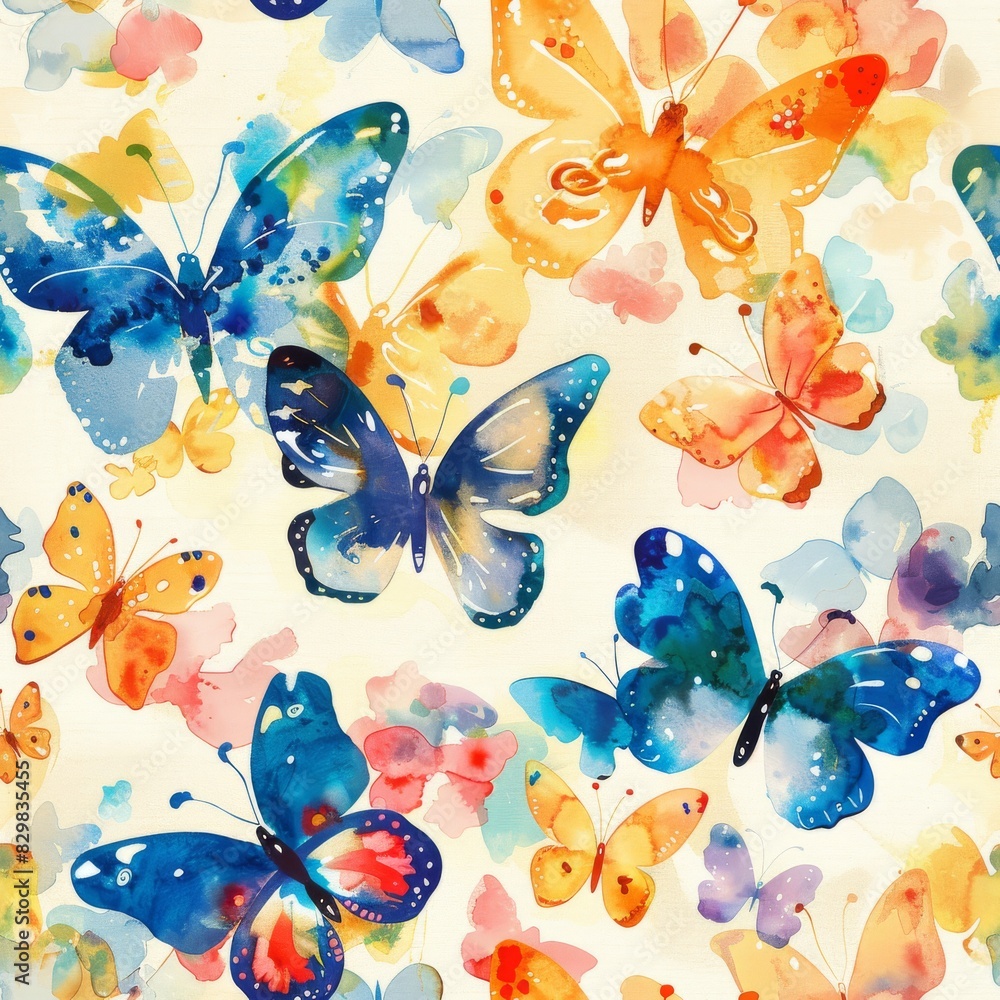 Watercolor Butterfly Dance Seamless Pattern Watercolor Butterfly Dance Seamless Pattern