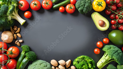 Fresh Assortment  Vegetables and Fruits for a Healthy  Balanced Diet