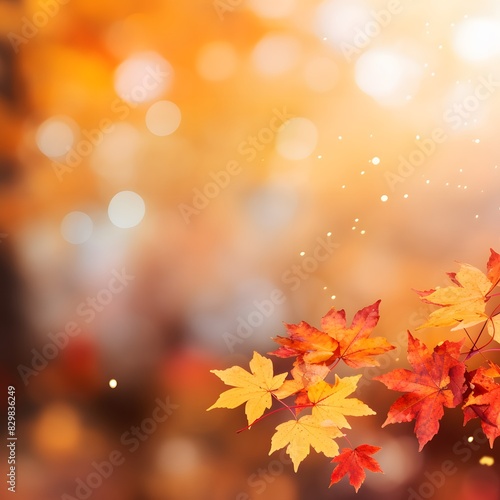 Autumn background with blurred autumn leaves and copy space. Generative AI.