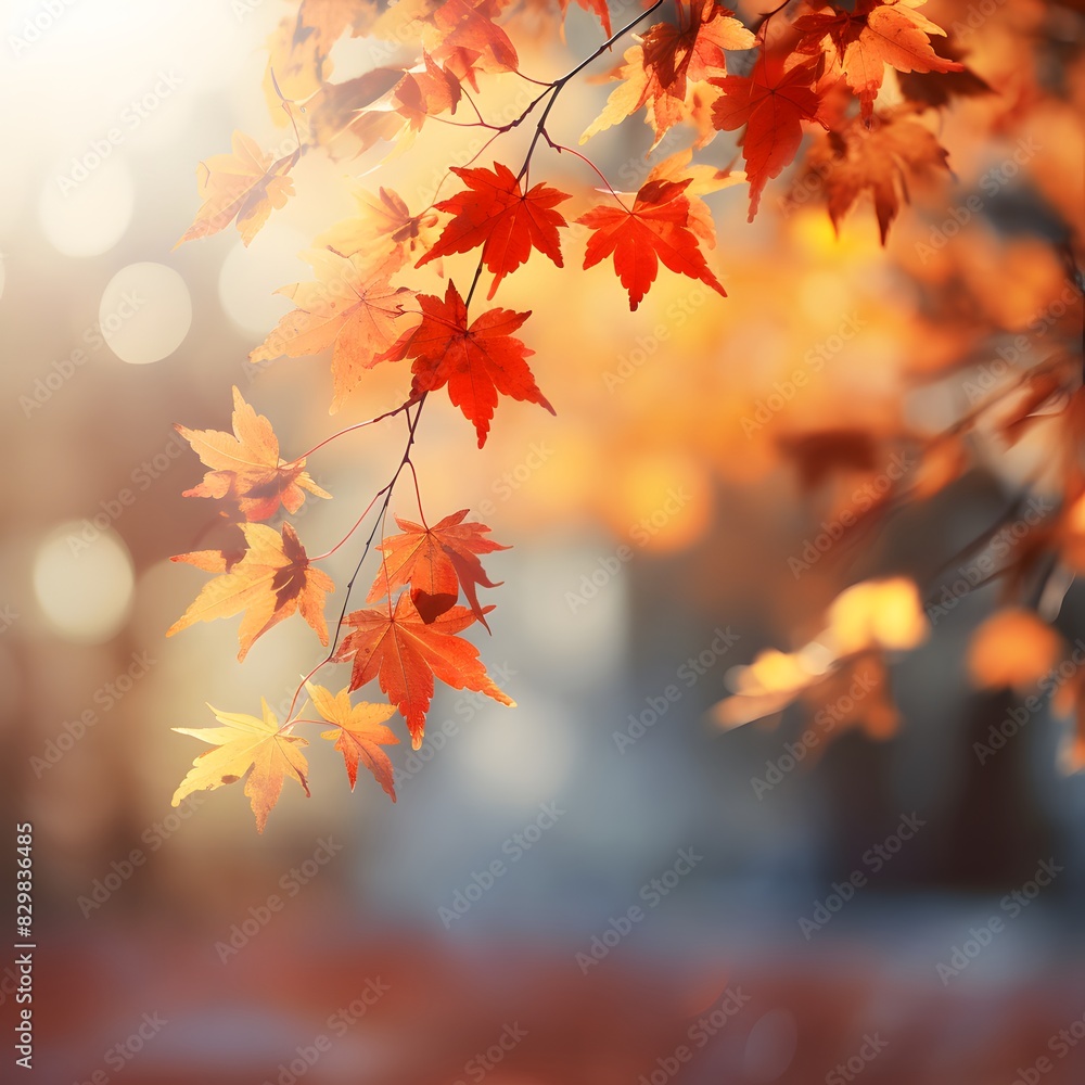 Autumn background with blurred autumn leaves and copy space. Generative AI. Autumn background with blurred autumn leaves and copy space. Generative AI.