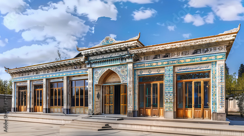Xinjiang Uyghur houses outside Chinese traditional house exterior minority house exterior illustration photo