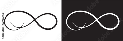 Hand drawn infinity symbol. Black infinity icon. Eternity, infinite, limitless and forever signs. isolated on white and black background. Vector illustration . EPS 10