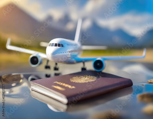 Airline tickets and documents. Air ticket for making advertising media about tourism. Travel transport concept.