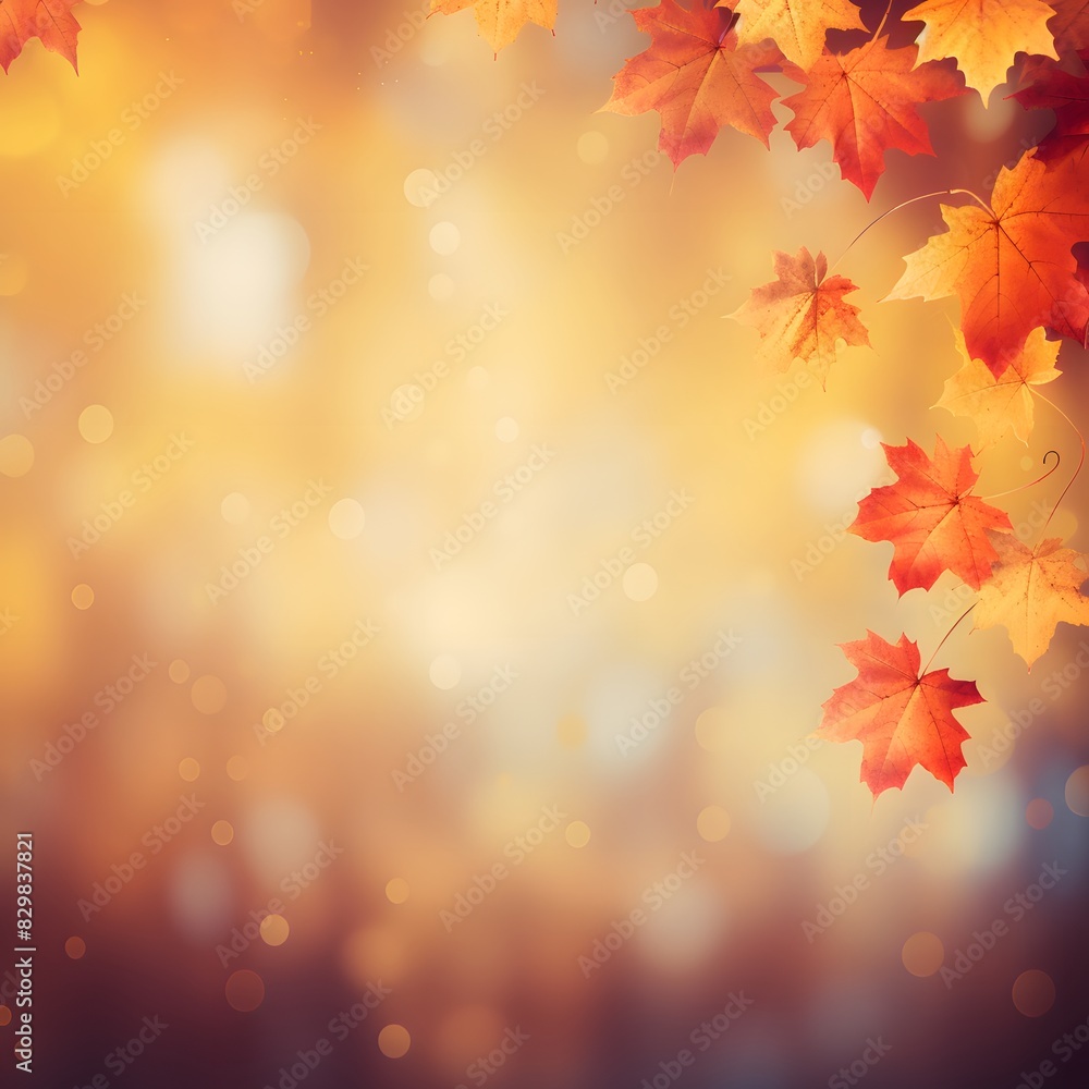 Autumn background with blurred autumn leaves and copy space. Generative AI. Autumn background with blurred autumn leaves and copy space. Generative AI.