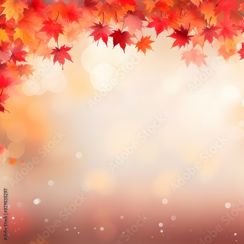 Autumn background with blurred autumn leaves and copy space. Generative AI. © Studicon