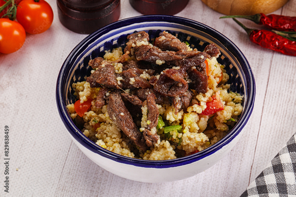 Traditional couscous with beef and vegetables Traditional couscous with beef and vegetables