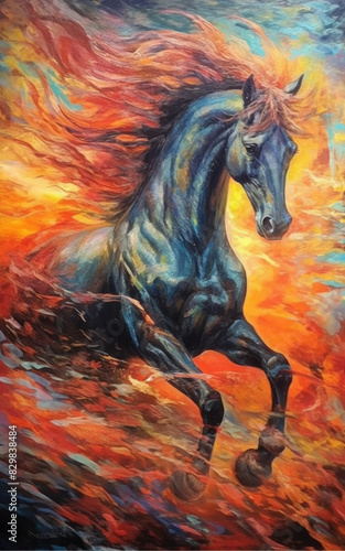 Running horse watercolor illustration