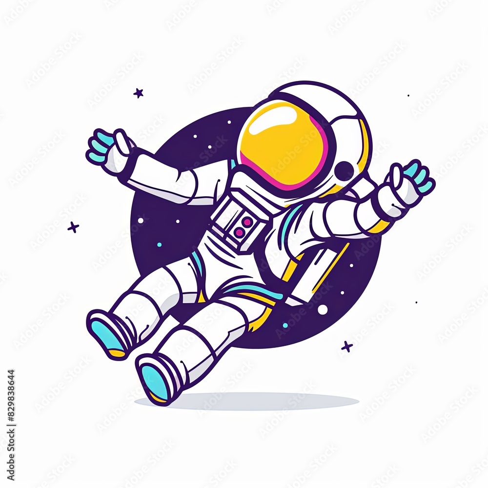 A cartoon astronaut is floating in space with a starry background A cartoon astronaut is floating in space with a starry background