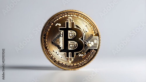 A Golden Bitcoin isolated on a clean white background