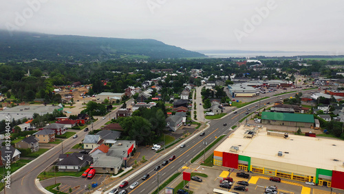 Aerial scene of Baie-Saint-Paul, Quebec, Canada