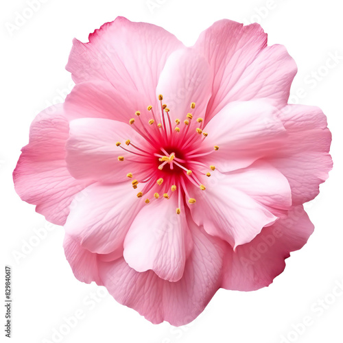 Pink hibiscus flower with detailed petals transparent background