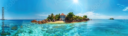 A beautiful private island with a luxury villa