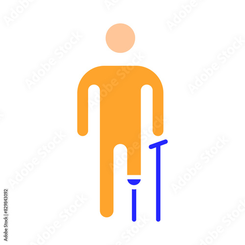 Prosthetic leg icon. Trauma, disabled person, people with disabilities, stump, accident, medicine, amputation, ableism, handicapped, wheelchair, Disability Rights Movement.
