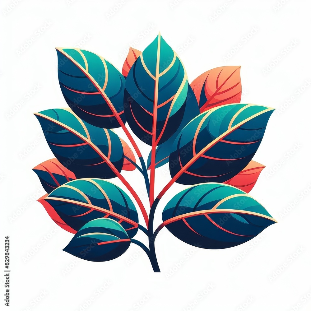 Fototapeta premium A leafy green plant with red and orange leaves