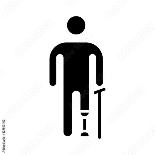 Prosthetic leg icon. Trauma, disabled person, people with disabilities, stump, accident, medicine, amputation, ableism, handicapped, wheelchair, Disability Rights Movement.
