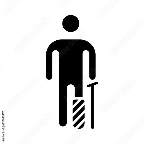 Prosthetic leg icon. Trauma, disabled person, people with disabilities, stump, accident, medicine, amputation, ableism, handicapped, wheelchair, Disability Rights Movement.