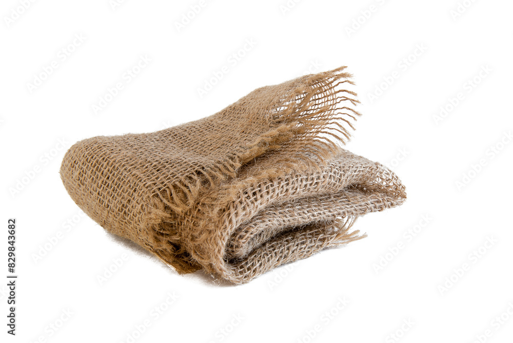 Fototapeta premium Burlap fabric on transparent background PNG