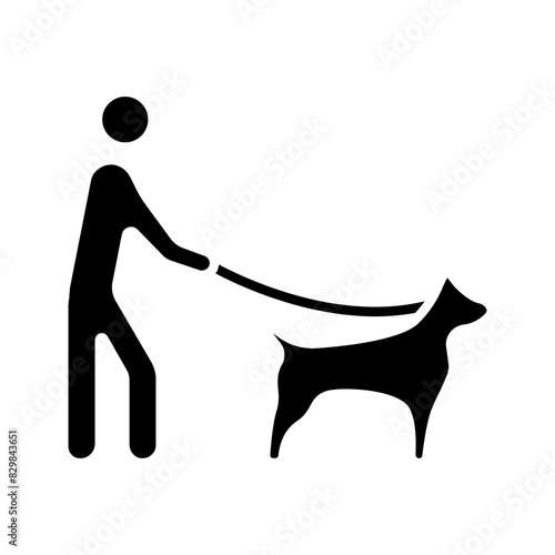 Assistance set icon. Person walking guide dog, harness, helping visually impaired, support, service animal, independence, navigation, mobility aid, disability assistance, companion, training.