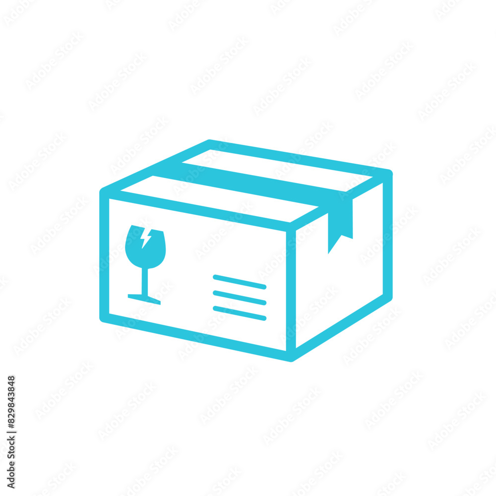 Fragile delivery cardboard box icon. Isolated on white background. From blue icon set. Fragile delivery cardboard box icon. Isolated on white background. From blue icon set.