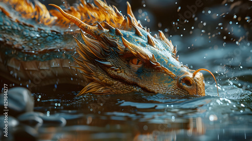 transparent and liquid water dragon photo