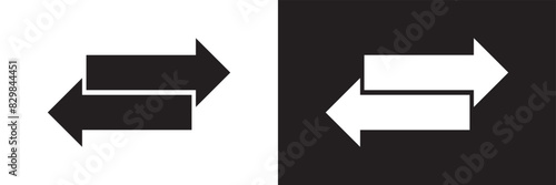 Two opposite arrows exchange vector icon. Transfer Arrow symbol. Different black directional icons, illustration for web design, mobile apps, interface and other design. Vector illustration . EPS 10  