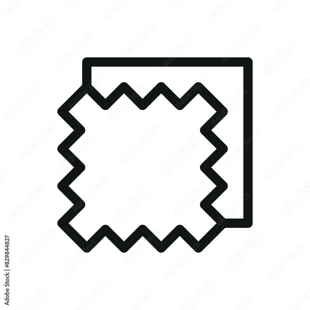 Fabric patch isolated icon, cloth material vector symbol with editable stroke