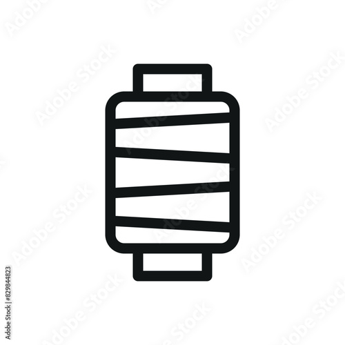 Thread spool isolated icon, ring spun bobbin thread vector symbol with editable stroke