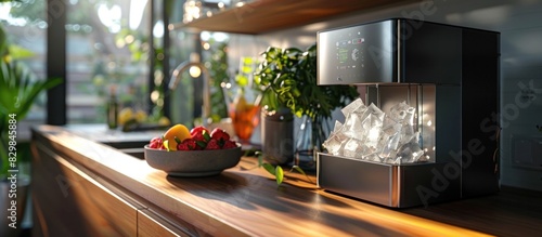 HighTech Ice Maker Enhancing Modern Kitchen Counter with Stylish Innovation photo