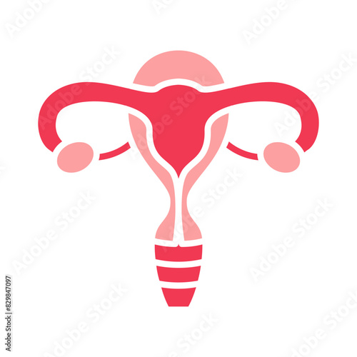 Uterus set icon. Uterus, ovaries, fallopian tubes, female reproductive system, human anatomy, gynecology, reproductive health, fertility, menstruation.