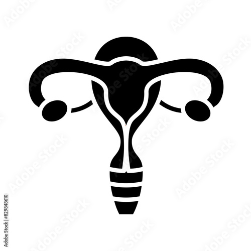 Uterus set icon. Uterus, ovaries, fallopian tubes, female reproductive system, human anatomy, gynecology, reproductive health, fertility, menstruation.