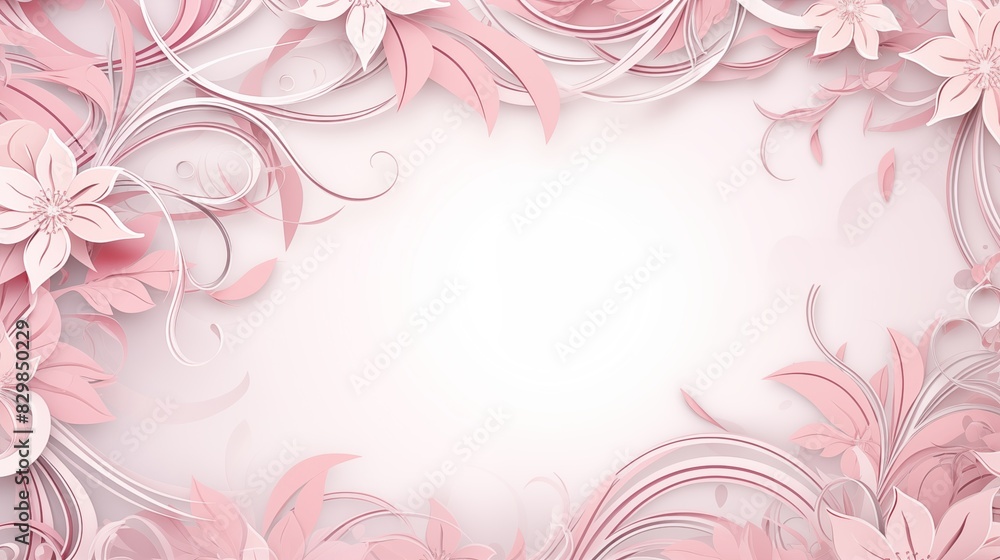 Elegant Pink Floral Background with Delicate Swirls and Patterns