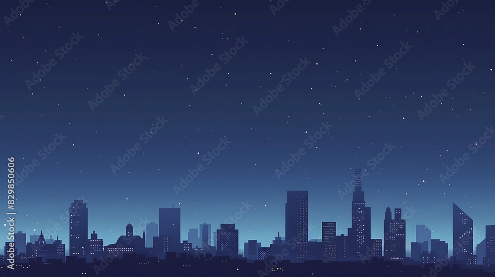 A beautiful cityscape at night. The city is full of tall buildings and bright lights. The sky is dark and full of stars.