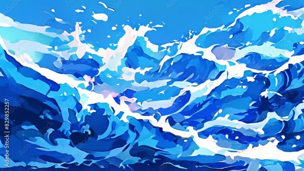 Azure Depths: Abstract Blue Ocean Waves Azure Depths: Abstract Blue Ocean Waves