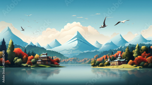 generated illustration of World tourism day background photo